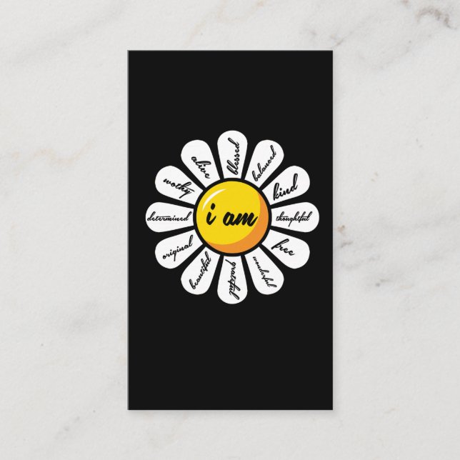 Daisy - Flower Positive Affirmation Business Card (Front)