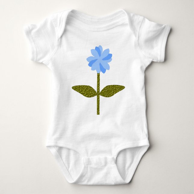 Daisy Flower Pretty Blue Baby Baby Bodysuit (Front)