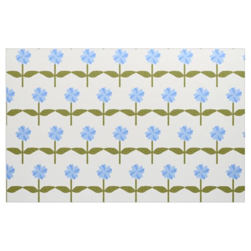Daisy Flower Pretty Blue Floral Patterned Fabric
