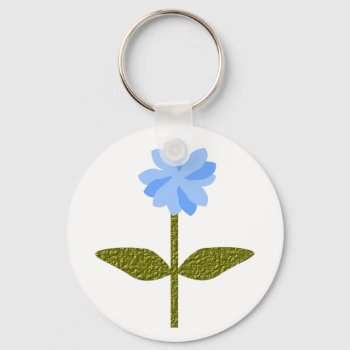 Daisy Flower Pretty Blue Keychain by Fallen_Angel_483 at Zazzle
