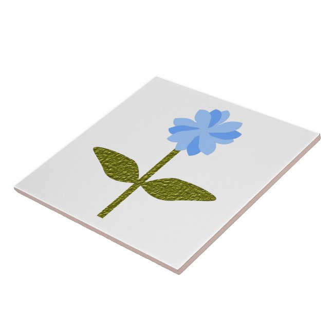 Daisy Flower Pretty Blue Tile (Side)