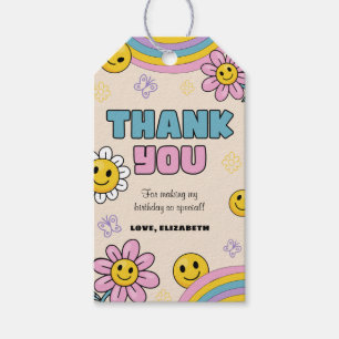 Daisy Flower Rainbow Birthday Party Thank You Tag