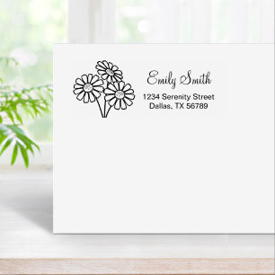 Daisy Flower Return Address Rubber Stamp