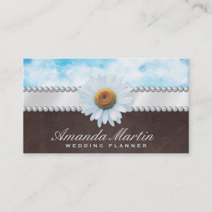 Daisy Flower Ribbon and Pearls Business Card