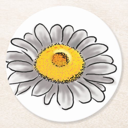 Daisy Flower Round Paper Coaster
