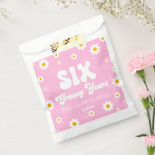 Daisy Flower Six Groovy Years 6th Birthday Party Favor Bag