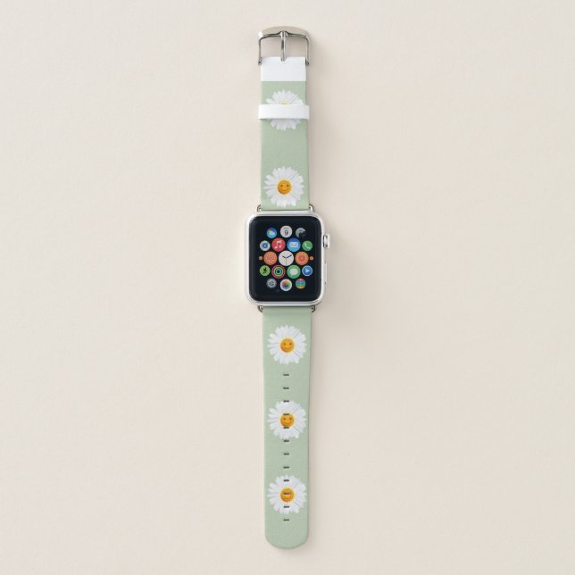 Daisy Flower Smiley Face Apple Watch Band (Front)
