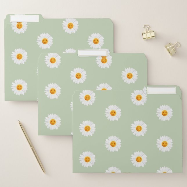 Daisy Flower Smiley Face File Folder (Set)