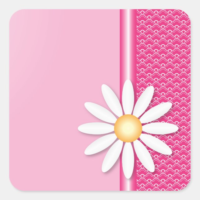Daisy flower square sticker (Front)