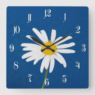 Daisy flower square wall clock