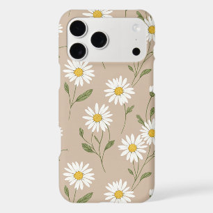 Daisy Flower Stem Botanical Taupe Pattern iPhone 17 Pro Max Case