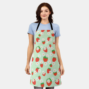 Daisy Flower strawberry Merry Christmas Pattern Apron