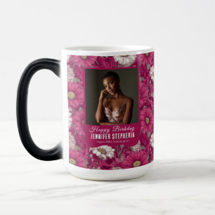 Daisy Flower Theme 40th Birthday Girlfriend Pink  Color Morph Mug