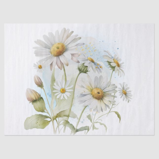 Daisy Flower Watercolor Tissue Paper (Front)