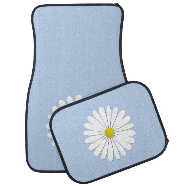 Daisy Flower, White Flower, White Daisy, Floral Car Mat (Set)