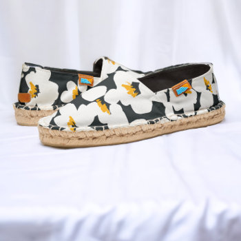 Daisy Flower White Yellow Black Pattern Espadrilles by Ricaso_Graphics at Zazzle