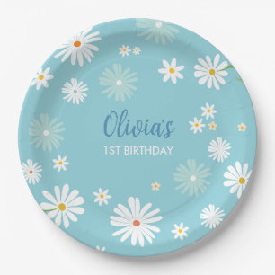 Daisy Flower wild One Girl 1st Birthday Paper Plates