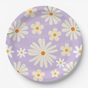 Daisy Flower wild one Girl 1st Birthday Paper Plates