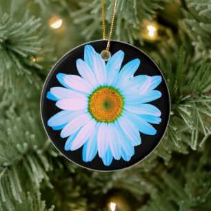 Daisy Flower with White Petals Ceramic Ornament