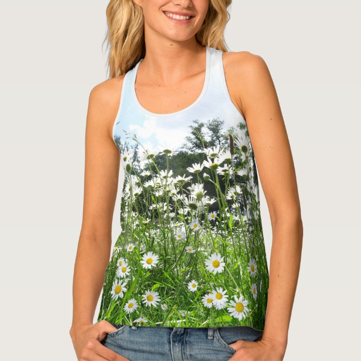 Daisy Flowers All over Printed Tank Top