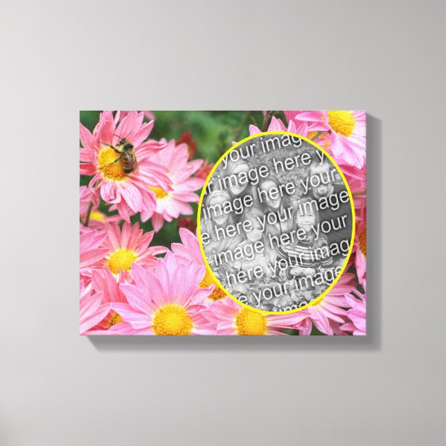 Daisy Flowers And Bumble Bee Create Your Own Photo Canvas Print (Front)