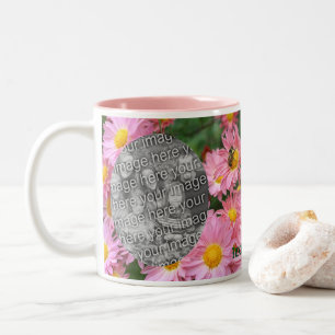 Daisy Flowers And Bumble Bee Frame Add Your Photo Two-Tone Coffee Mug