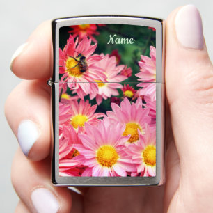 Daisy Flowers And Bumble Bee Personalized Zippo Lighter
