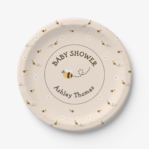 Daisy Flowers and Honey Bees Baby Shower Paper Plates
