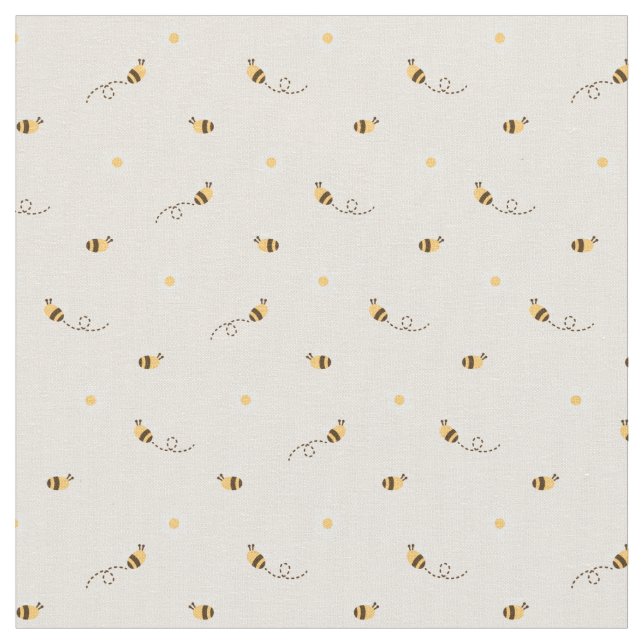 Daisy Flowers and Honey Bees Fabric (Close Up)