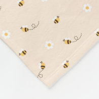 Daisy Flowers and Honey Bees Fleece Blanket