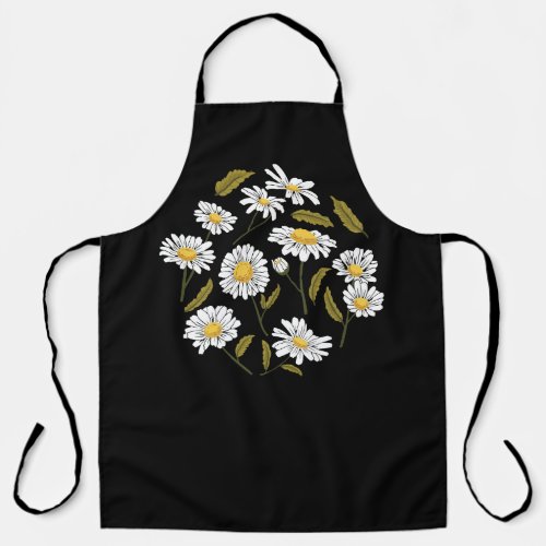 Daisy flowers and leaves design apron