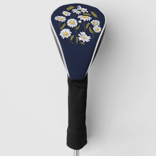 Daisy flowers and leaves design golf head cover