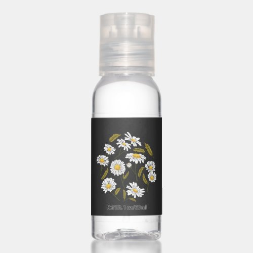 Daisy flowers and leaves design hand sanitizer