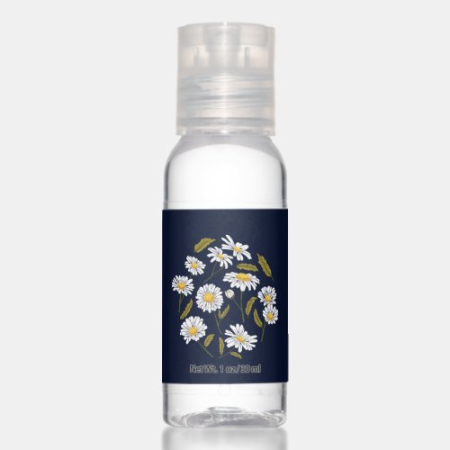 Daisy flowers and leaves design hand sanitizer