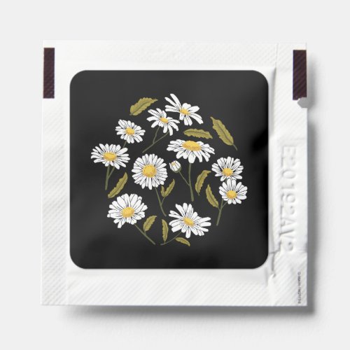 Daisy flowers and leaves design hand sanitizer packet