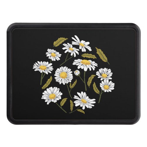 Daisy flowers and leaves design hitch cover