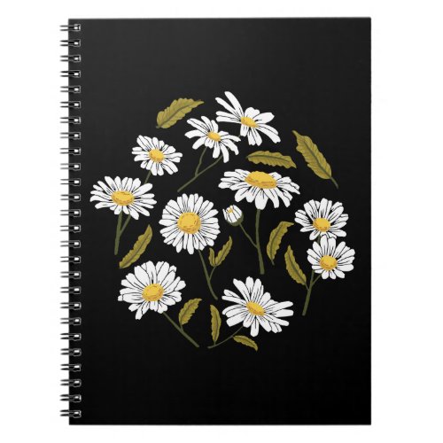 Daisy flowers and leaves design notebook