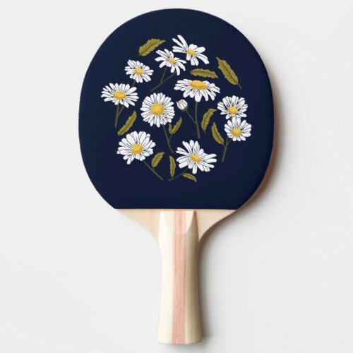 Daisy flowers and leaves design ping pong paddle