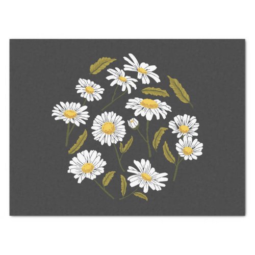 Daisy flowers and leaves design tissue paper