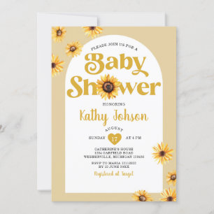 Daisy Flowers Arch Boho Baby Shower Sunflowers Invitation