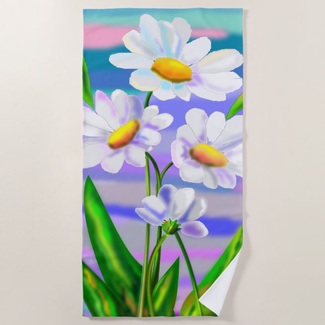 Daisy Flowers Beach Towel (Front)