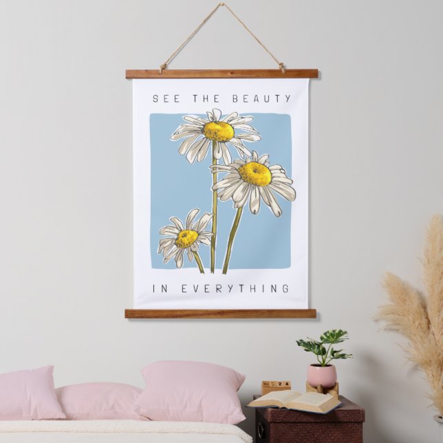 Daisy Flowers Beauty Slogan Hanging Tapestry (Bedroom)