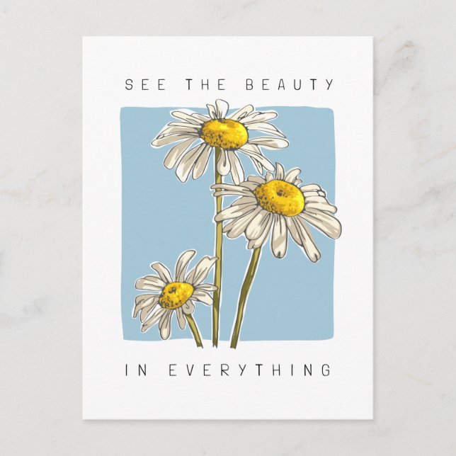 Daisy Flowers Beauty Slogan Postcard (Front)