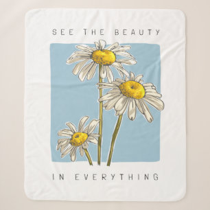 Daisy Flowers Beauty Slogan Sherpa Blanket