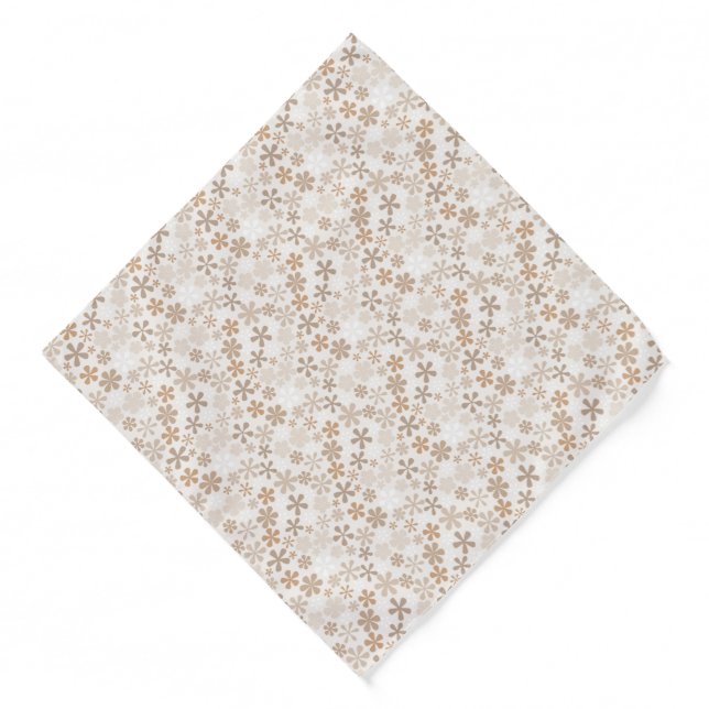 Daisy Flowers Beige Floral Aesthetic Ditsy Tan Bandana (Front)