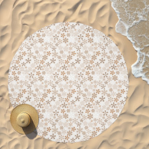 Daisy Flowers Beige Floral Aesthetic Ditsy Tan Beach Towel