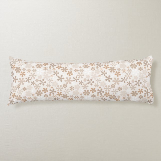 Daisy Flowers Beige Floral Aesthetic Ditsy Tan Body Pillow (Front)