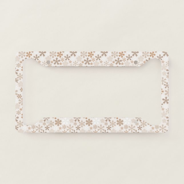 Daisy Flowers Beige Floral Aesthetic Ditsy Tan License Plate Frame (Front)