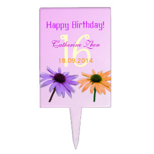 daisy flowers birthday cake pick