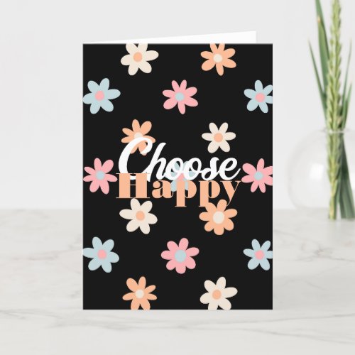 Daisy Flowers Black Boho Floral Thank You Card